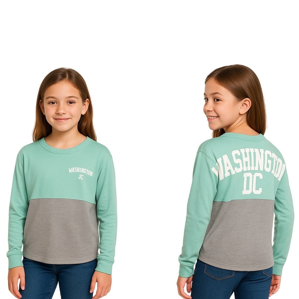 Popular Washington DC Long Sleeve T Shirt‎ Juniors Casual Mint Grey